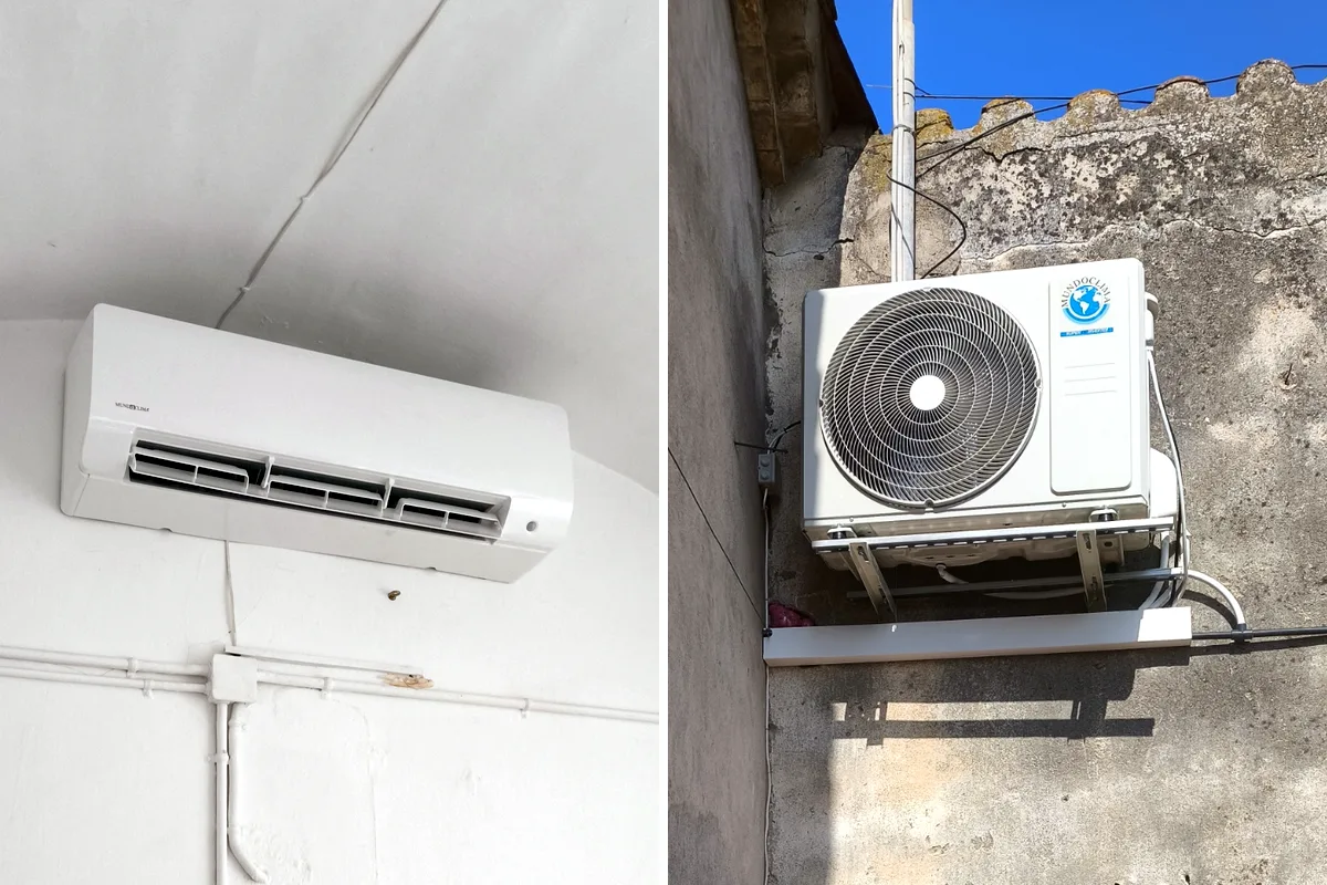 Unidad interior y exterior de aire acondicionado instaladas en Albons
