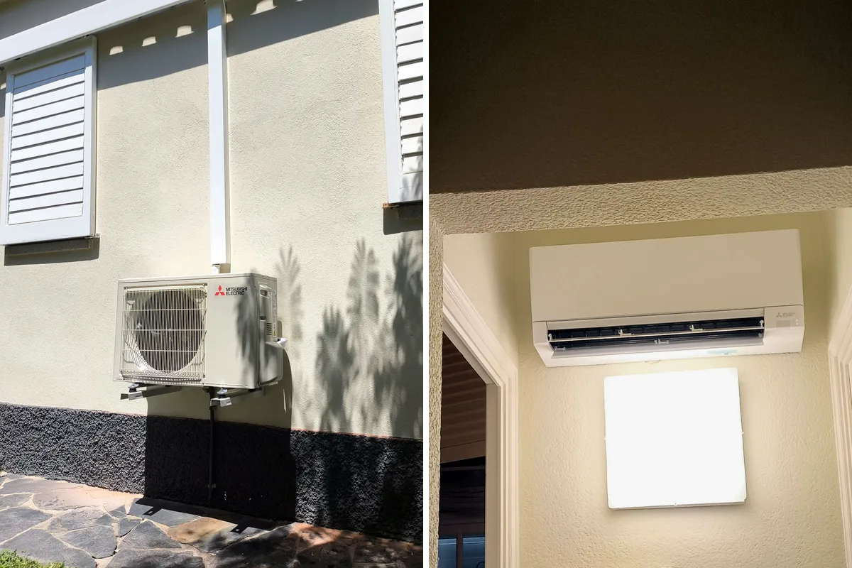 Unidad exterior y unidad interior Mitsubishi Electric instaladas en Camallera