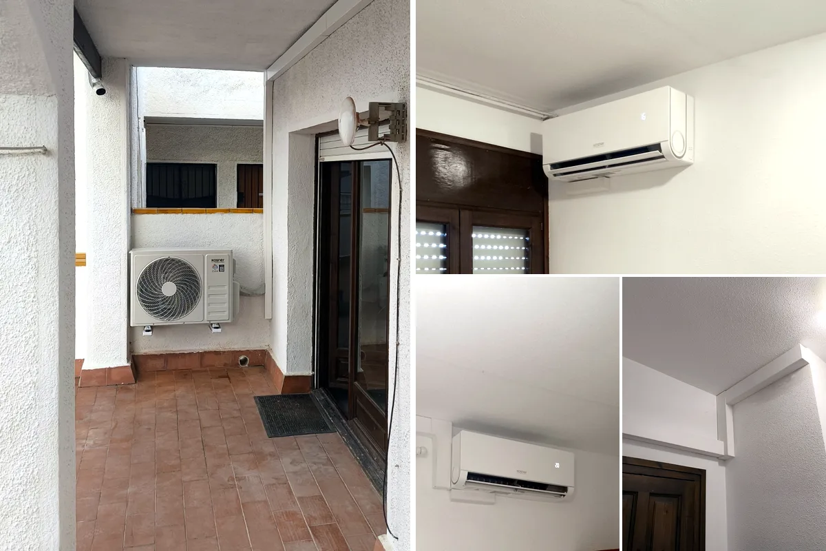 Unidad exterior y dos unidades interiores Kosner instaladas en Empuriabrava