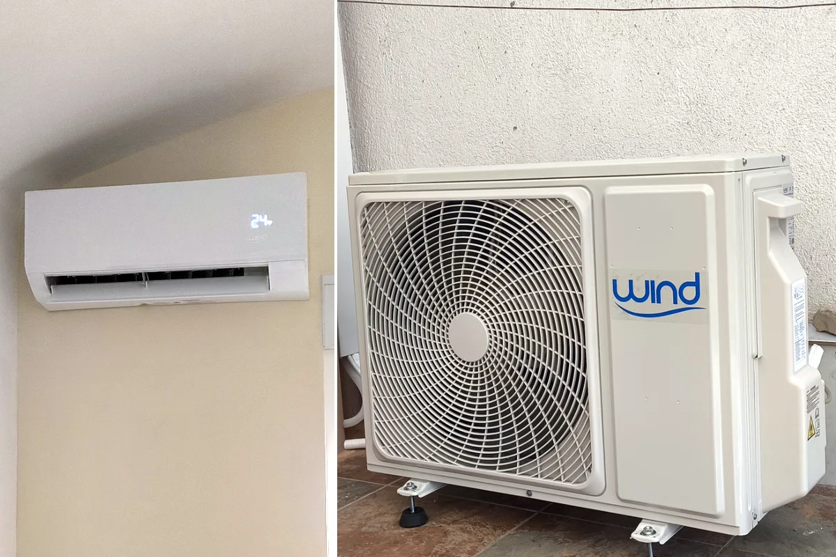 Unidad interior y exterior de aire acondicionado instaladas en Girona