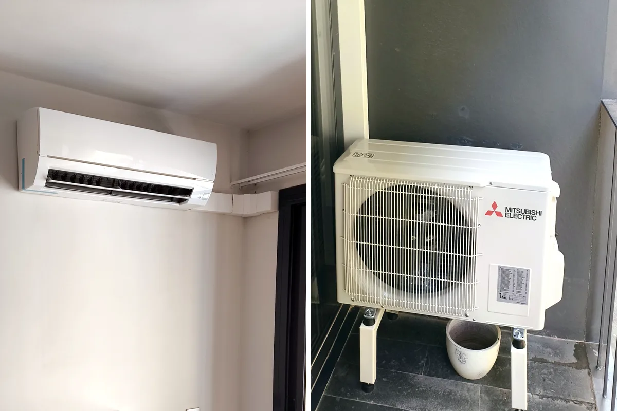 Unidad interior y exterior Mitsubishi Electric instaladas en Palafrugell